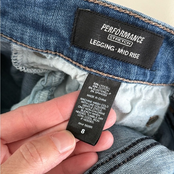 Express Performance Stretch Legging Mid Rise Light Blue Distressed Skinny Jeans - Picture 3 of 5